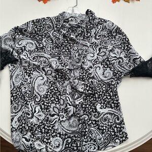 Express Black and White Paisley Blouse